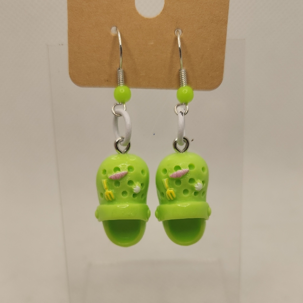 Green Croc Earrings